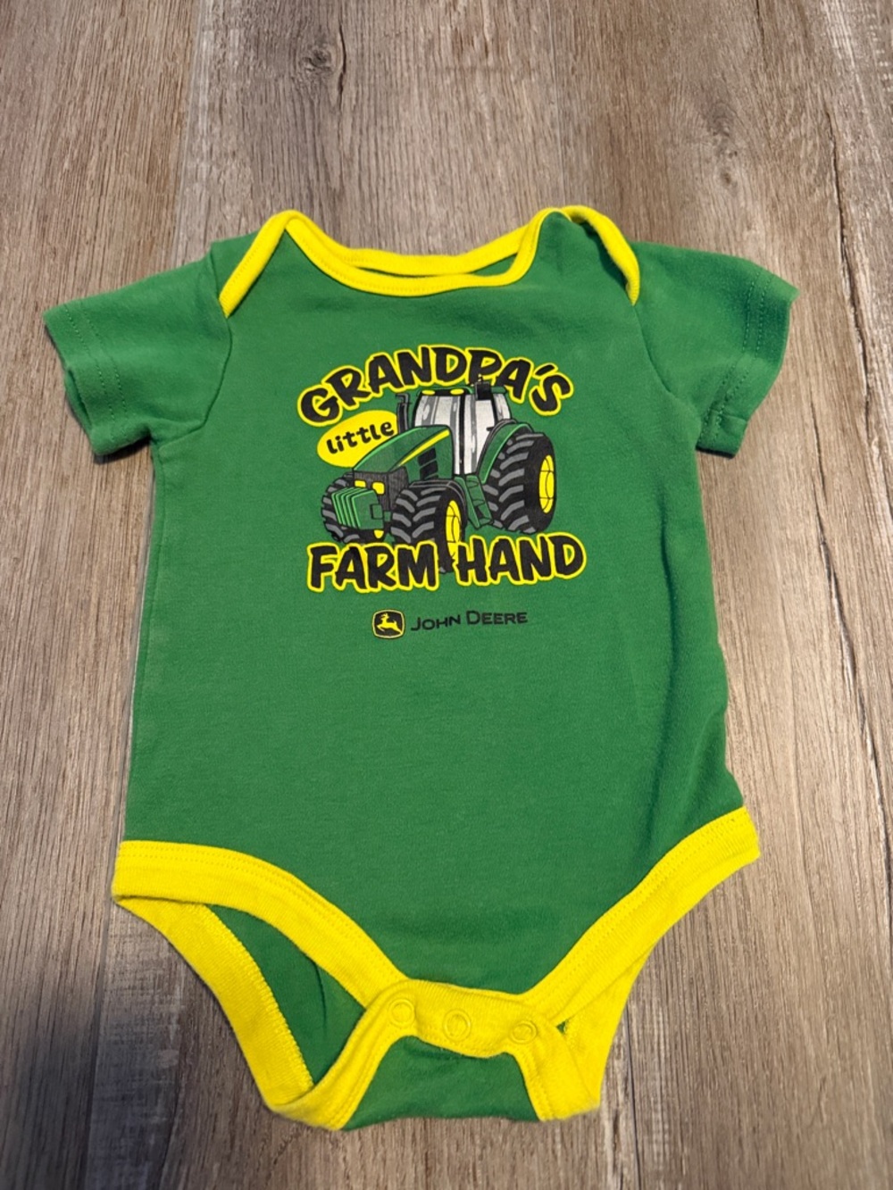 John Deere Green and Yellow 'Grandpa's Farm Hand' Baby Bodysuit